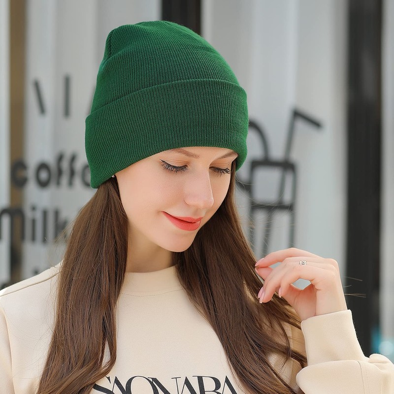 MASADA Women's and Men's Beanie Winter Hat, fir green