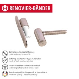 Gedotec Hinges – Renovation Hinges Door Hinges Nickel-Plated Metal | 1 Piece Door Hinges for Screwing On - Drilling | Made in Germany | Door Hinges for Wooden Doors and Wooden Door Poles | Drilling