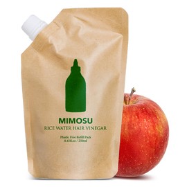 mimosu Apple Cider Vinegar Hair Rinse with Rice Water Refill 8.45oz, Hair Growth Cleansing Conditioner, Gentle Scalp Cleanser for Build Up, Glycolic Acid Dandruff Treatment