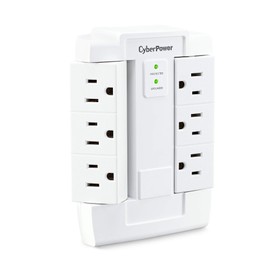 CyberPower CSB600WS Surge Protector, 900J/125V, 6 Swivel Outlets, Wall Tap, White