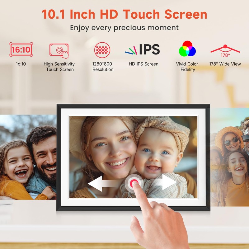 Frameo 10.1" WiFi Digital Picture Frame with 32GB Memory, 1280