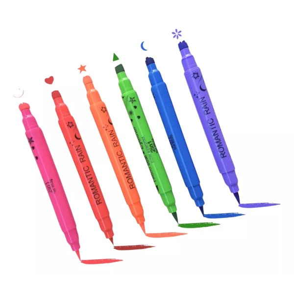 Mafab Set 6 Delineadores Doble Punta Sello Figuras Colores Matte