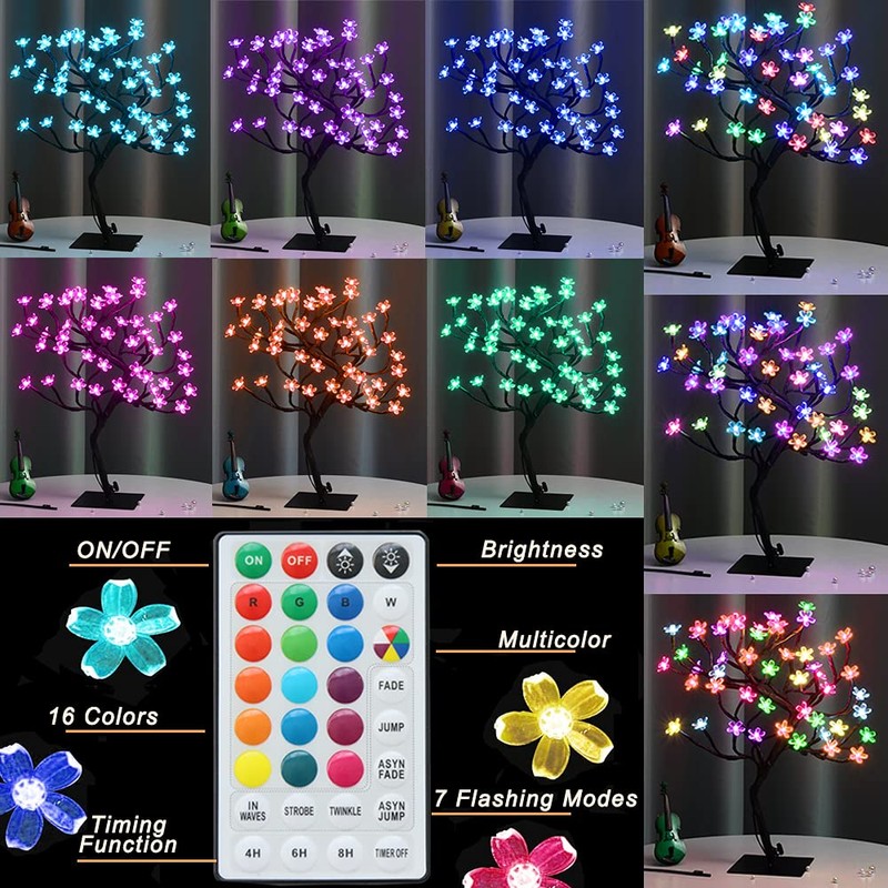 Pooqla RGB Cherry Blossom Tree Light with Remote 28 Colors