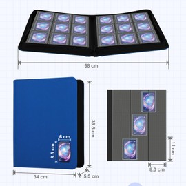 TCGPRO Toploader Binder with Viewing Window for 360 Cards in 3 x 4 Inch Rigid Sleeves, Toploader Album with 9 Side Pockets and Zip, Compatible with MTG, TCG, Sports Cards etc. Blue