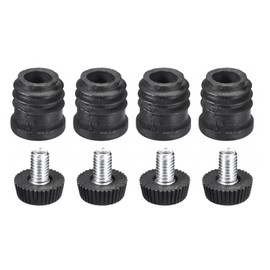uxcell 4Pcs Inserts for Round Tubes with Leveling Feet, for 16mm/0.63" OD Round Tube, M6-1.0mm Thread Black Plastic Furniture Chair Blanking End Caps Insert Plugs