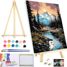 CNITUR Framed and Easel Paint by Numbers Kit for Adults, Paint by Numbers Kit for Beginner Home Table and Gift for Wall Decor 7.8x11.8inch MT2540