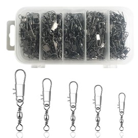 100Pcs Fishing Swivels, Swivels Fishing Tackle, Interlock Sea Fishing Swivels and Clips with Safety Snaps, High Strength Fishing Tackle Accessories Fishing Clips for Saltwater Freshwater 2#4#6#8#10#