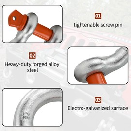 Leero 5/16" D Ring Shackles, 0.75 tons (1,500 Lbs) Working Load Limit, Clevis Shackle with 3/8" Alloy Screw Pin, Heavy Duty Shackles for Towing, Terrain Vehicle, Jeep, Trailer, Orange (10 Pack)