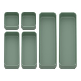 6 Piece Stackable Plastic Organizer Drawers Set, Multifunctional Stackable Storage Trays, Best For Kitchen, Bedroom, Bathroom, Makeup Desk Drawer Organizers