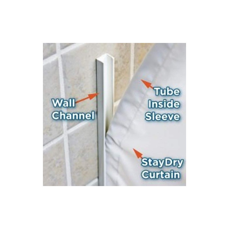 StayDry Systems Splash Guard Shower Curtain (48" Wide White with