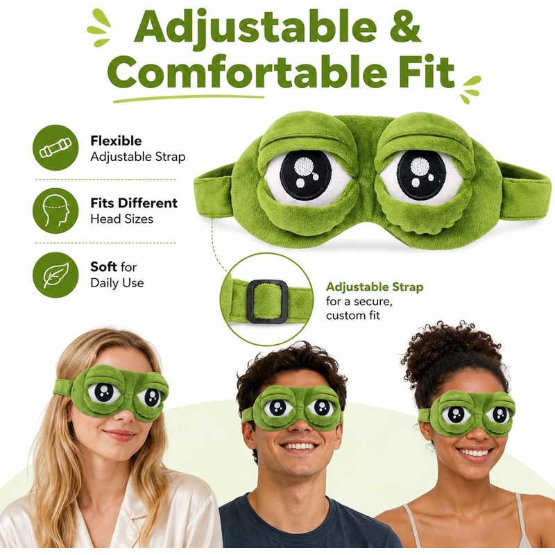 3D Frog Sleep Mask, Funny Frog Eye Mask for Sleeping,
