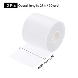 sourcing map Pre Wrap Athletic Tape 30 Yards x 2.8 Inch Foam Under Wrap Tape Sports Prewrap Headband for Hair Ankles Wrists Hands Knees, White 12 Rolls