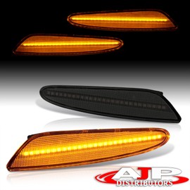 AJP Distributors Smoke Lens Amber LED Front Bumper Side Marker Lights Lamps Set Signal Reflector Assembly Compatible/Replacement For E320 E350 E500 E55 AMG W211 E-Class 2003 2004 2005 2006 03 04 05 06