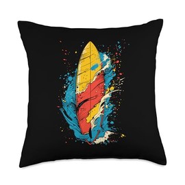Surfboard Streetart Beach Lifestyle Throw Pillow