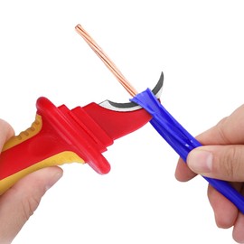 1000V Insulated Dismantling Knife with Guide Shoe, IEC 60900 Standard Wire Stripper Electrician Knife Fast Strip Cable Stripper Cutter Wire Stripping - Ideal for Electricians Use (C)