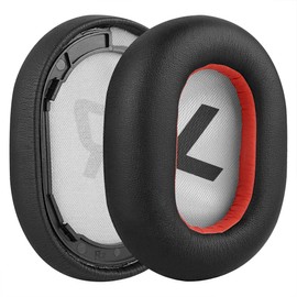 GEEKRIA Replacement Protein Leather Ear Pads for Plantronics BackBeat PRO 2, PRO 2 Special Edition, Voyager 8200 UC Headphones - Black/Red