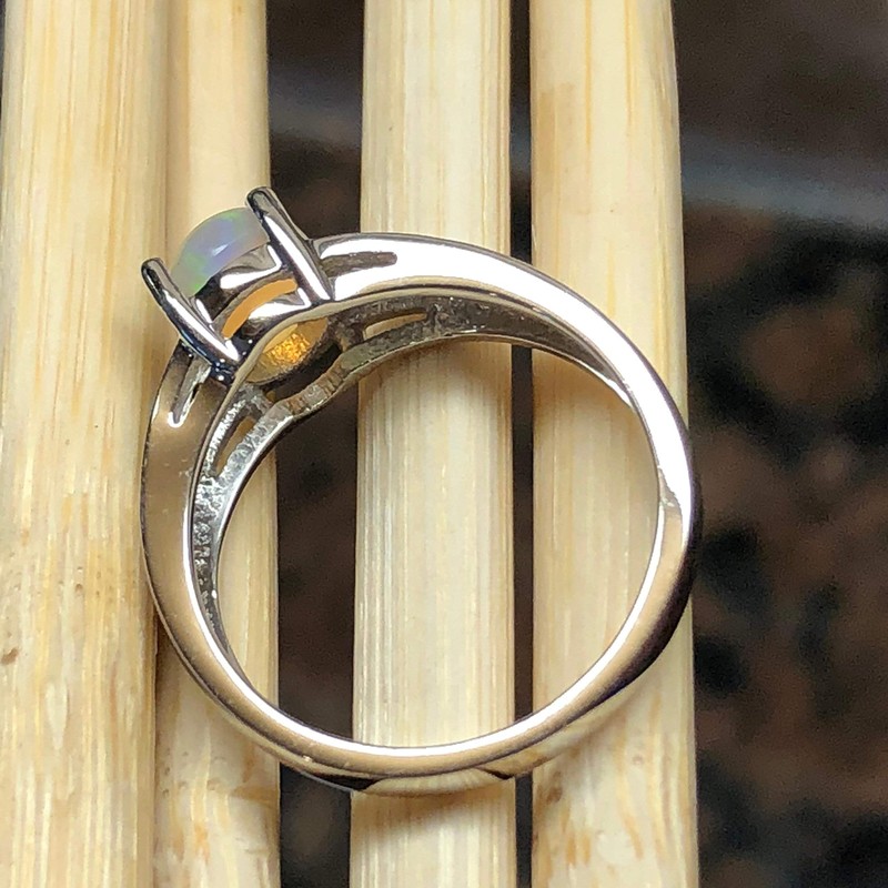 Genuine Ethiopian Opal Cabochan, Black Spinel 925 Solid Sterling Silver