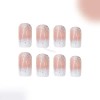 Tips Press On Uñas Francesas Purpurina Con Pegamento,24 Pcs