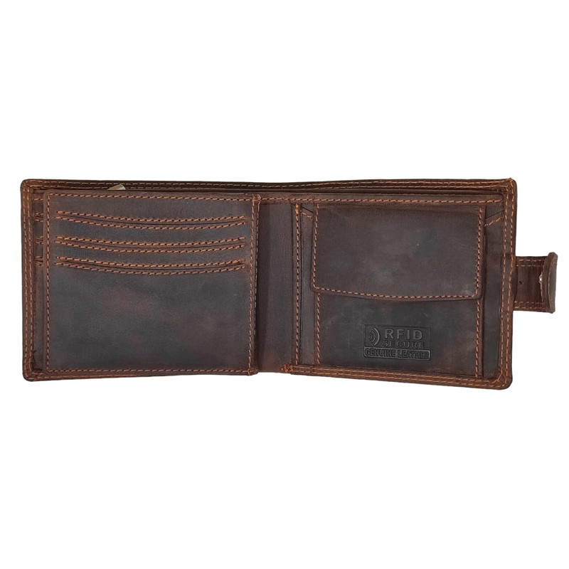 MORUCHA Wallets Men Anti-Theft RFID Blocking Genuine Distressed Hunter Leather