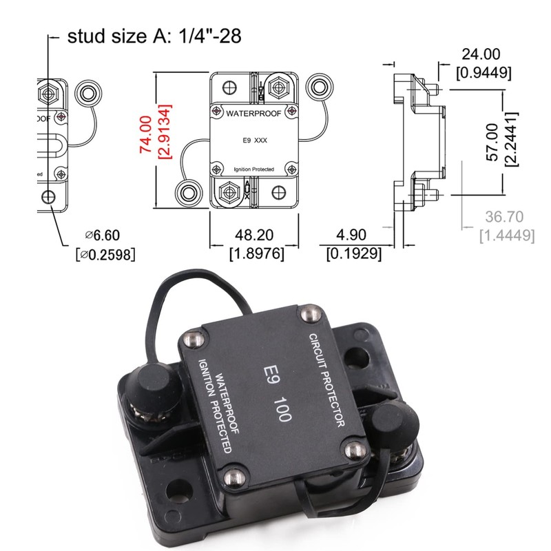 T Tocas Hi-Amp 100 Amp Automotive Circuit Breaker Auto Reset
