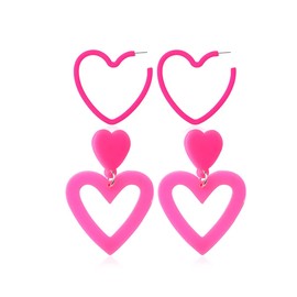 Big Acrylic Love Heart Shape Drop Dangle Earrings Set Multicolor Geometric Neon Hoop Valentine's Day Gifts for Women Girls Lover Party Wedding Jewelry, Acrylic Resin, acrylic