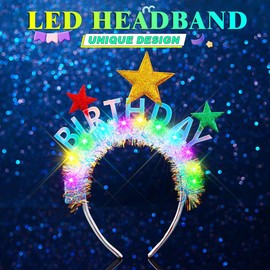 Evlry Leuchtende Geburtstags-Stirnband LED-Stern Haarreif, leuchtender Party-Haarschmuck für Damen