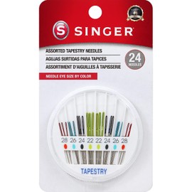 SINGER - Agujas de tapiz en esfera compactas, agujas de costura de varios tamaños, tamaños 22, 24, 26, 28, juego de 24