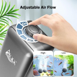 AQQA Aquarium Air Pump, ≤ 35 dB Extremely Quiet Aquarium Oxygen Pump with Double Check Valve Accessories, for Aquariums up to 50-450L (6W)