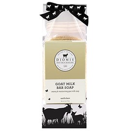 Dionis Goat Milk Vanilla Bean Ultimate Bar Soap Shower & Bath 3 Piece Travel Set - Creamy, Rich Lather, Exfoliates & Massages Hands - Triple Milled Soap Bar, Soap Saver Pad & Exfoliating Scrubber Bag