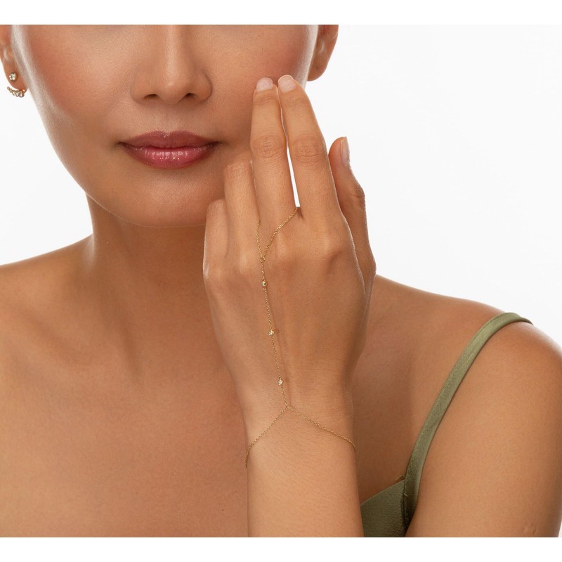 Gokeey Gokeey Hand Chain Bracelet for Women, 14K Gold Plated