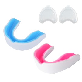 Mouth Guard Mouth Guard Breathing Sleeping Teeth One Size Treatment Teeth Grinding Suitable for a Wide Range Sports Fighting Boxing Hockey Football (White Blue + White Pink)