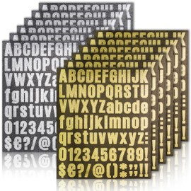 SevenFish 960pcs/12 Sheets Vinyl Letter Stickers, Waterproof Numbers Sticker Vinyl Alphabet Stickers Decal for Mailbox, Signs, Window, Car, Door, Office,Poster Board, Address Number (Gold/Silver)