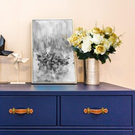 Sunlightam Artificial Flowers, Budding Fake Flowers 9 Heads Silk Roses Bridal Home Garden Office Dining Table Wedding Decor (White+Gold)