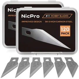 Nicpro 240 PCS Hobby Blades Set SK-5, Art Utility #11 Blades Refill Cutting Tool with Storage Case for Craft, Hobby, Scrapbooking, Stencil - 2 Pack of Case