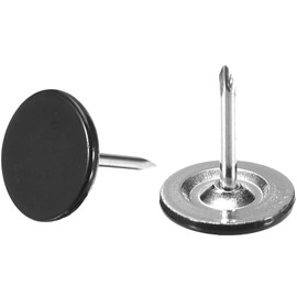 TOP-VIGOR 100 Stück schwarze Flachkopf-Polsternadeln, robuste Reißzwecken, 11 x 13 mm, dekorative Reißnägel für Wand, Korktafel, Möbel und Pinnwand