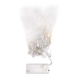 West Ivory 4.2 feet 10 LED String Fairy Light w/Feather & Beads Battery Powered Decorative Indoor Outdoor, Warm White