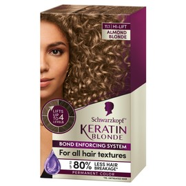 Schwarzkopf Keratin Blonde Hair Dye Almond Blonde 11.1, Hi-Lift Permanent Color, 1 Application - Hair Color Enriched with Keratin, Lightens up to 4 Levels and Protects Hair from Breakage