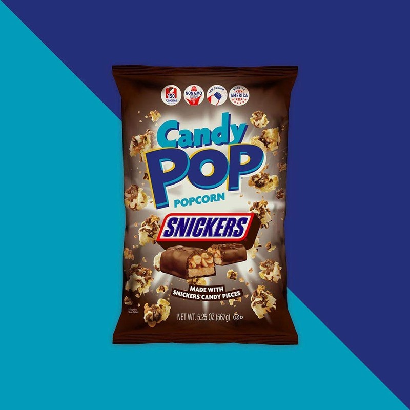 Snack Pop Snickers Candy Coated Popcorn, Made with Real Candy