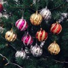 LEDMOMO Christmas Ornament, Ball, Spiral, Luxurious Decoration, Silver, 12 pcs,