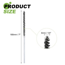 HARFINGTON 2pcs Wire Bore Brush 7 x 1/4" 3/16 Inch Shank Stainless Steel Bristles Cleaning Brush for Clean Car Part Tube Kitchen Garage