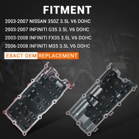 XUNUOPARTS VQ35DE Aluminum Valve Cover Compatible with 2003-2008 Infiniti G35 V6 3.5L 2003-2009 Nissan 350Z V6 3.5L Replace# 13264-AM600 13264-AM610