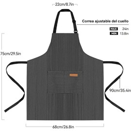 U Chef Set de 2 Delantales de Cocina con bolsillos para Hombres y Mujeres, Ajustable y Resistente a las manchas, Ideal para restaurantes y hogar, Delantal para Chef (Negro y Rosa)