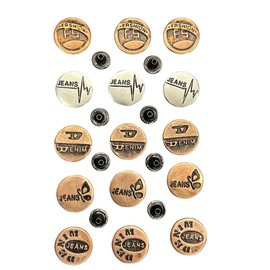 Loty Store 15 Sets 20mm Replacement Jeans Buttons Pants Metal Button Snap Denim Buttons Replacement Kit 5 Different Designs