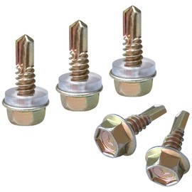 50 PCS Hexagon Self Tapping Self Drilling Screws with Pads for Metal, Wooden & Plastic Sheets (M4.8 * 20mm)