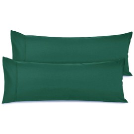 Nestl Body Pillow Cover, Soft Body Pillow Case, Lightweight Hunter Green Pillowcase, Microfibre Body Pillow Case Cover, 20 x 54 Inches, Envelope Closure, Set of 2