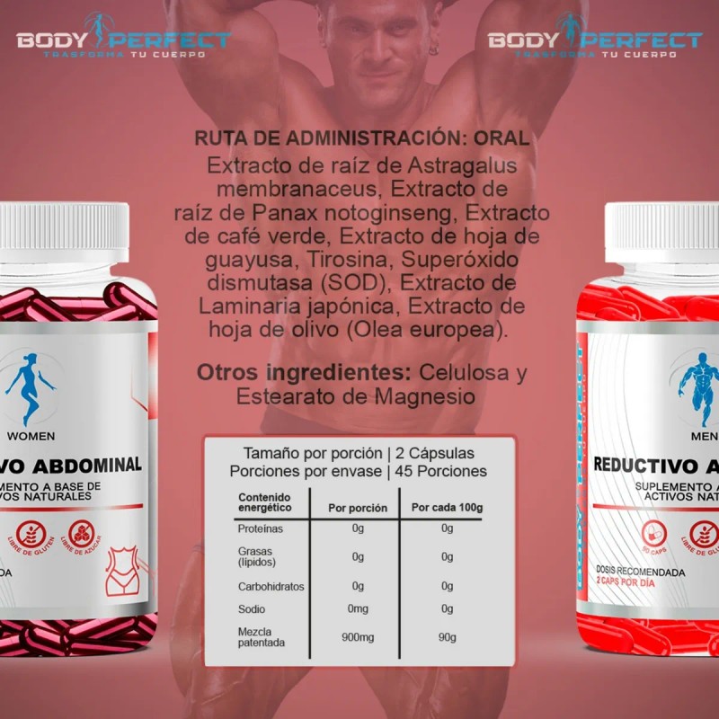 Suplemento Reductor Abdominal Para Hombre 90cp Body Perfect Sin Sabor