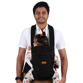 Baby Carrier Newborn to Toddler - Ergonomic, Cozy and Lightweight Infant Carrier, Effortless & Ideal for Hands-Free Parenting, Enhanced Lumbar Support (Black)