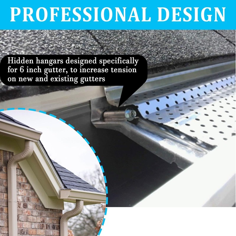 6inch Gutter Hangers (60Pcs) with Pre-Inserted Quick Screw Gutter Clips,