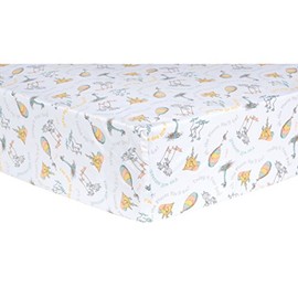 Trend Lab Dr. Seuss Oh, The Places You'Ll Go! - Sábana Bajera Ajustable para Cuna, Color Aguamarina/Naranja/Amarillo