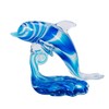 Beachcombers Dolphin on Wave Glass Art 5.5-inch high, Blue